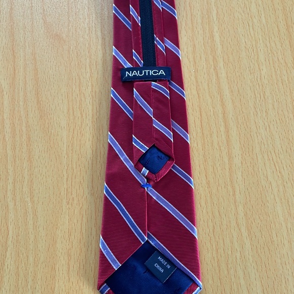 Nautica Boys Tie. Red & blue. Adjustable with zipper - Picture 3 of 3